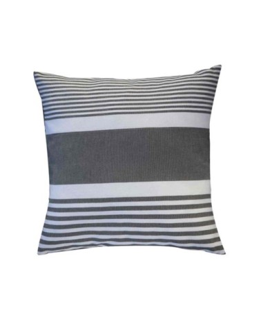 Housse de coussin coton anthracite rayures blanches 40 x 40