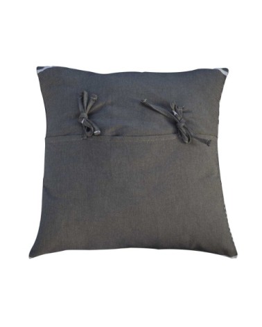 Housse de coussin coton anthracite rayures blanches 40 x 40