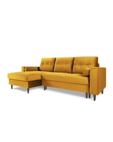 Canapé d'angle 4 places en velours jaune