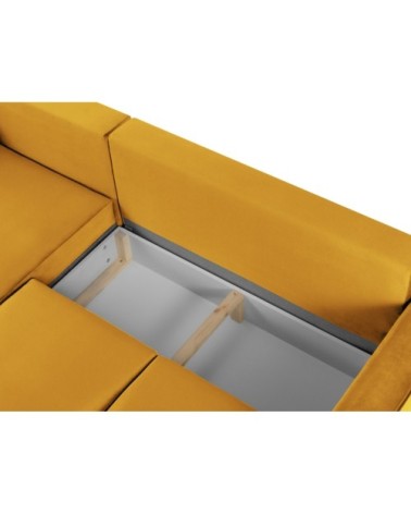 Canapé d'angle 4 places en velours jaune