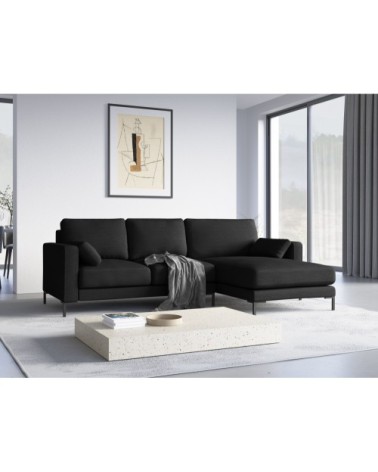 Canapé d'angle 4 places en tissu structuré noir
