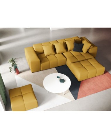Canapé d'angle 5 places en tissu structuré jaune