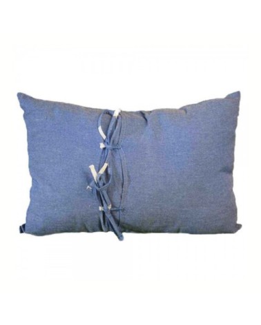 Housse de coussin en coton et fil lurex bleu argent 35 x 50