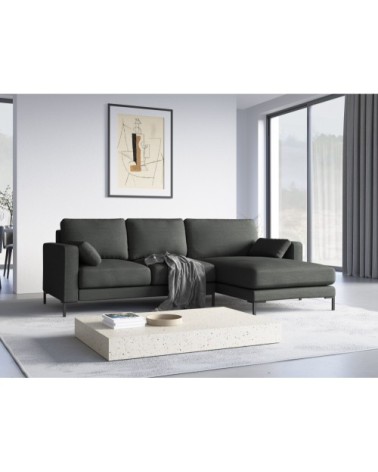 Canapé d'angle 4 places en tissu structuré gris foncé