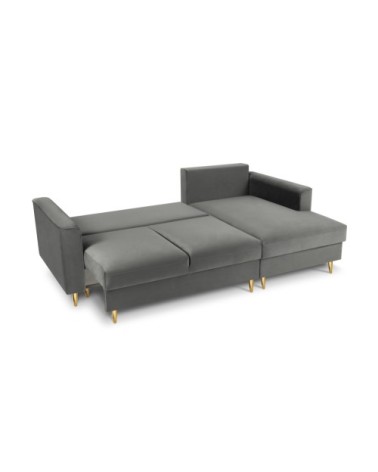 Canapé d'angle 4 places en velours gris clair