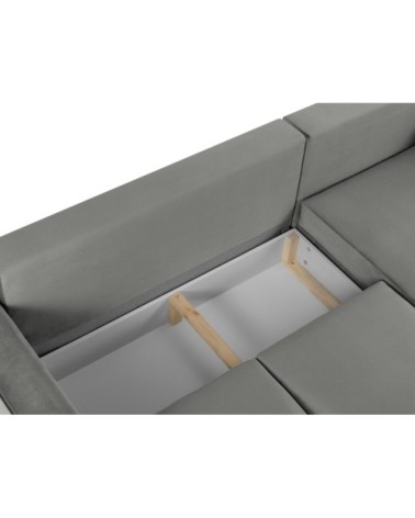 Canapé d'angle 4 places en velours gris clair