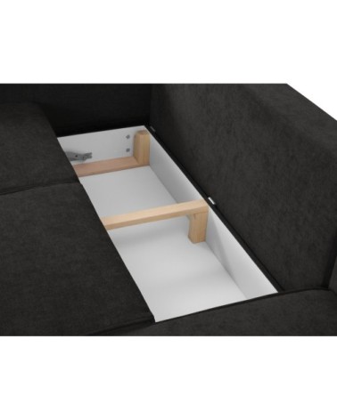 Canapé d'angle 4 places en tissu structuré noir