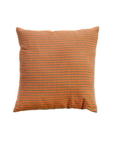 Housse de coussin en coton à rayures orange et vert 40 x 40