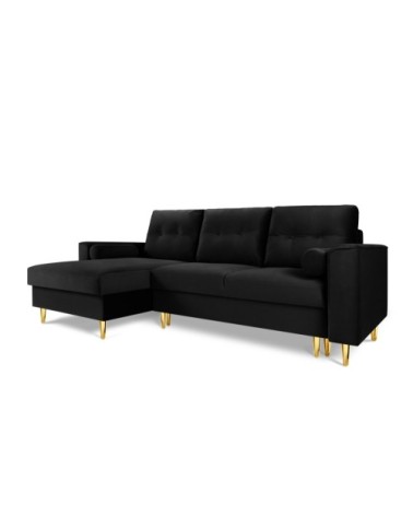 Canapé d'angle 4 places en velours noir