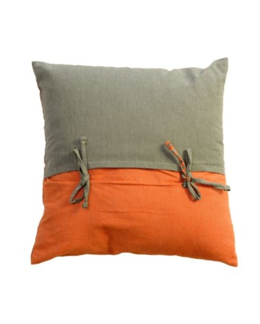 Housse de coussin en coton à rayures orange et vert 40 x 40