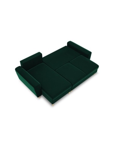 Canapé d'angle reversible, convertible 4 places velours vert bouteille