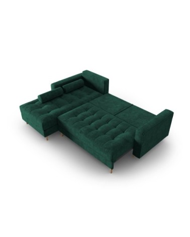 Canapé d'angle 5 places en tissu structuré vert bouteille