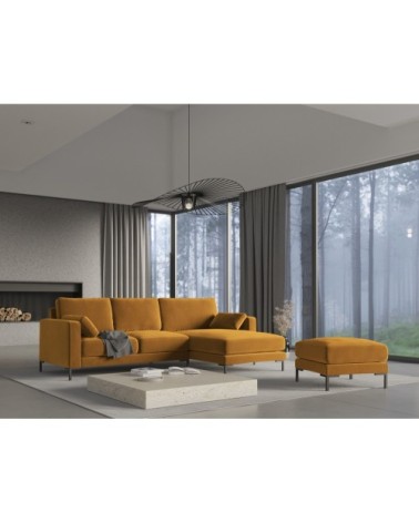 Canapé d'angle 4 places en velours jaune