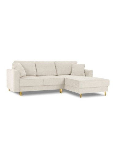 Canapé d'angle 4 places en tissu structuré beige