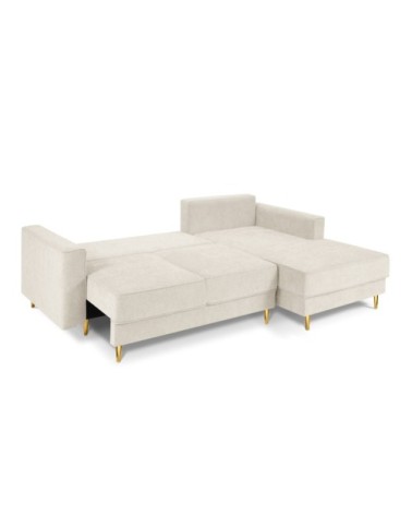 Canapé d'angle 4 places en tissu structuré beige