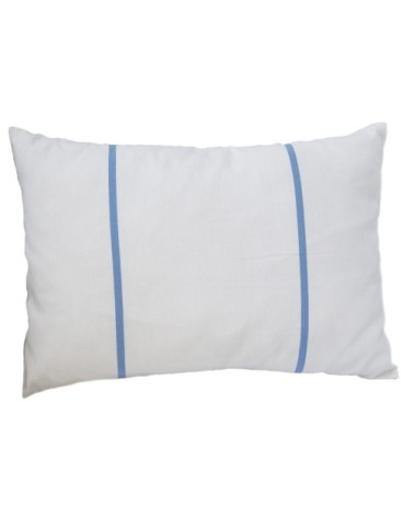 Housse de coussin coton rayures bleu fond blanc 35 x 50