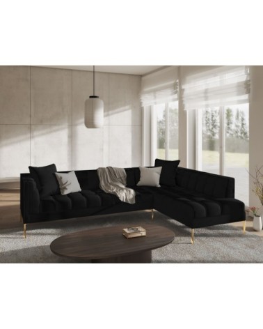 Canapé d'angle velours noir 5 places