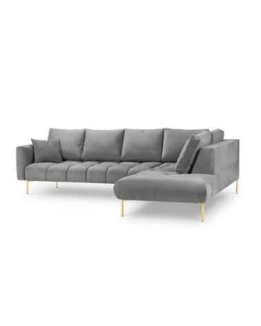 Canapé d'angle 5 places en velours gris
