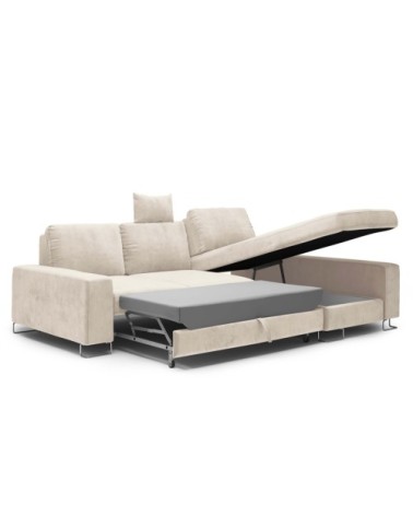 Canapé d'angle 4 places en velours beige