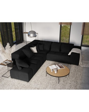 Canapé d'angle 5 places en velours noir