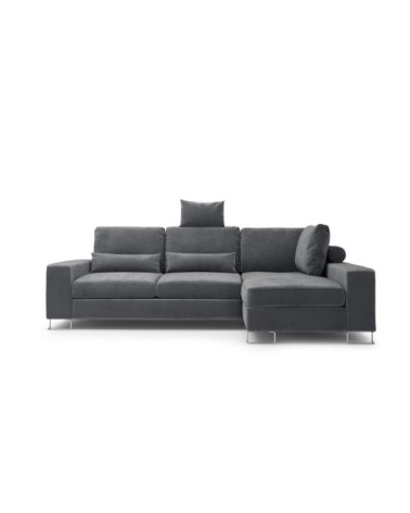 Canapé d'angle 4 places en velours gris foncé