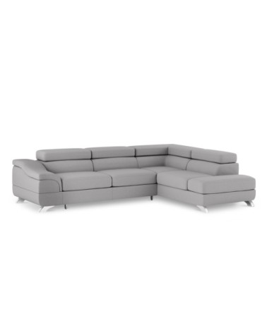 Canapé d'angle 5 places en tissu structuré gris