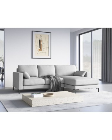 Canapé d'angle 4 places en tissu structuré argent