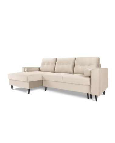 Canapé d'angle 4 places en velours beige