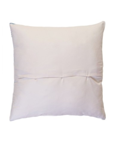 Housse de coussin coton rayures bleu fond blanc 60 x 60