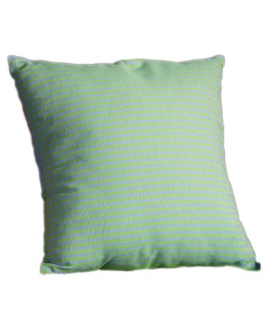 Housse de coussin en coton à rayures vert et bleu 40 x 40