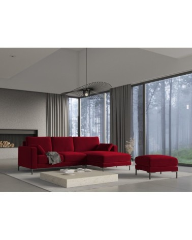 Canapé d'angle 4 places en velours rouge