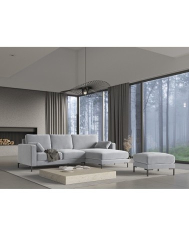 Canapé d'angle 4 places en velours argent