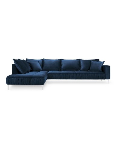 Canapé d'angle 5 places en velours bleu roi