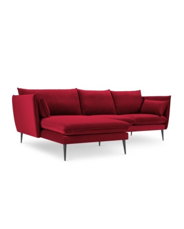 Canapé d'angle 4 places en velours rouge
