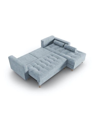 Canapé d'angle 5 places en tissu structuré bleu clair