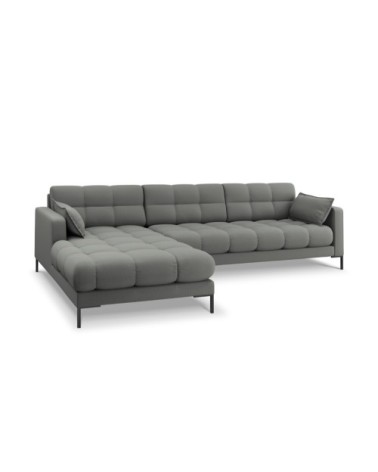 Canapé d'angle gauche 5 places en tissu structurel gris