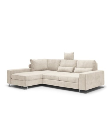 Canapé d'angle 4 places en velours beige