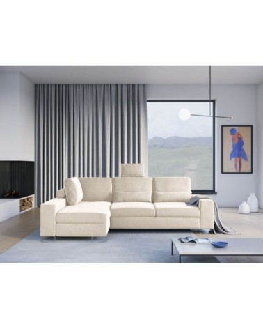 Canapé d'angle 4 places en velours beige