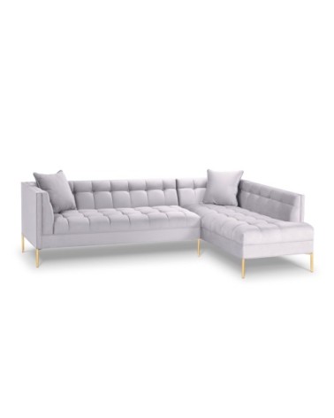 Canapé d'angle velours argent 5 places