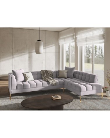 Canapé d'angle velours argent 5 places