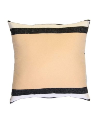 Housse de coussin coton tri-bande noir blanc et écru 40 x 40