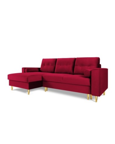 Canapé d'angle 4 places en velours rouge