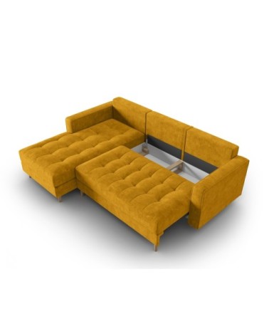 Canapé d'angle 5 places en tissu structuré jaune