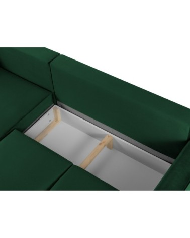 Canapé d'angle 4 places en velours vert bouteille