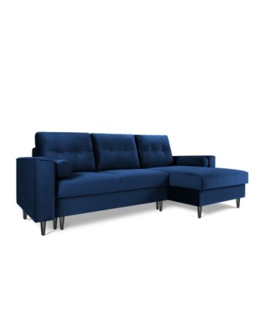 Canapé d'angle 4 places en velours bleu roi