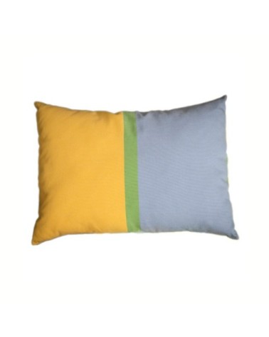 Housse coussin coton tricolore vert jaune turquoise 35 x 50