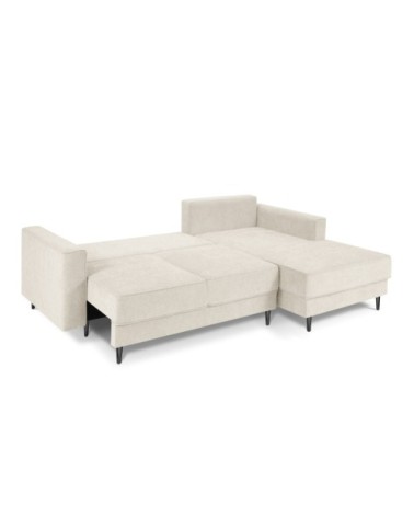 Canapé d'angle 4 places en tissu structuré beige