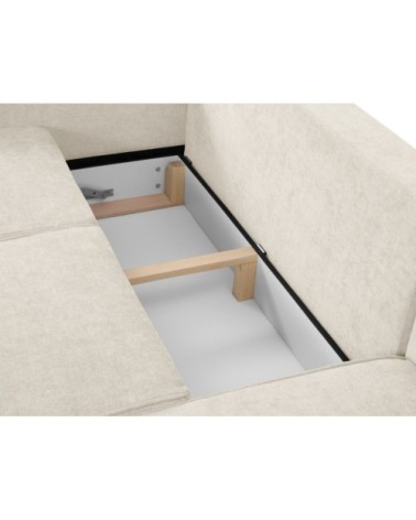 Canapé d'angle 4 places en tissu structuré beige