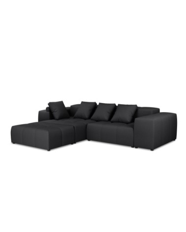 Canapé d'angle 5 places en tissu structuré noir