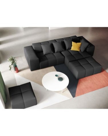 Canapé d'angle 5 places en tissu structuré noir
